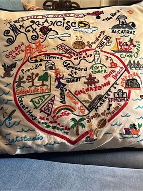 Cat Studio  2015 Colorful Embroidered San Francisco Map Pillow